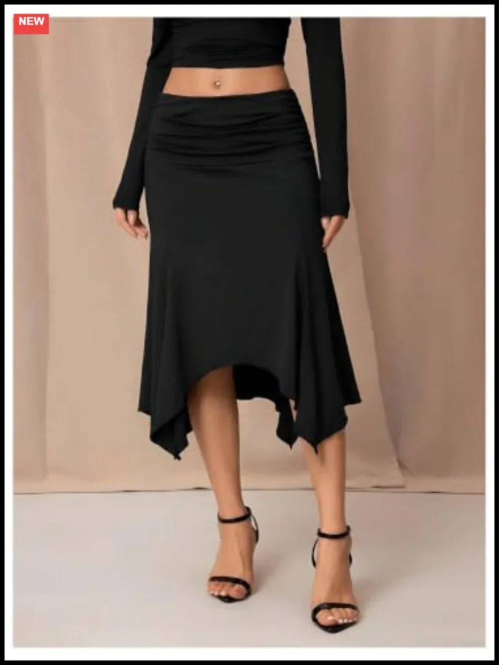Asymmetrical Low Rise Midi Skirt Ruched Bodycon Going Out Skirt